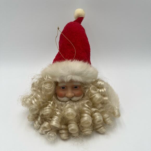 VTG Santa Hanging Ornament Plaster Face Christmas Decor - Picture 1 of 9